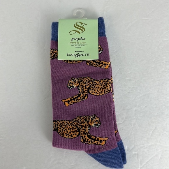NWT Socksmith Cheetah, Purple - Women's Bamboo Socks - Picture 2 of 6